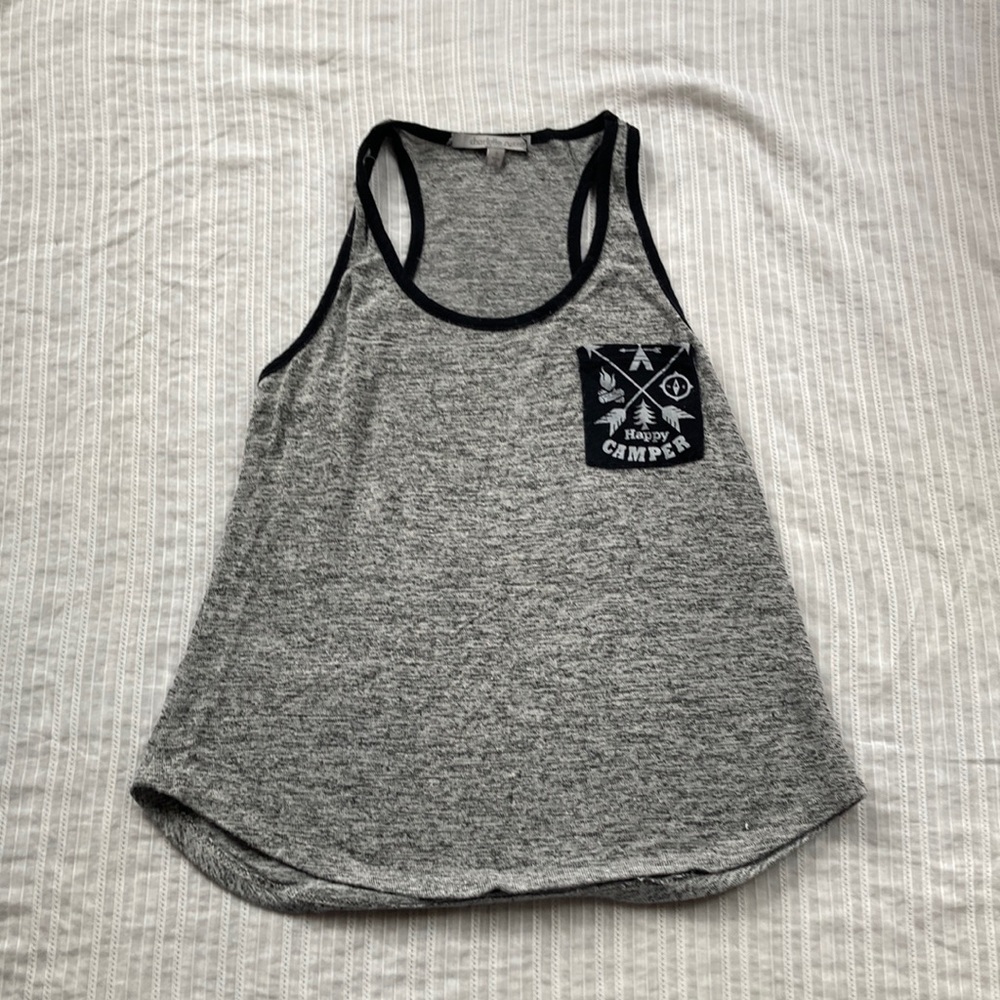 Happy Camper Black and Grey Tank Top